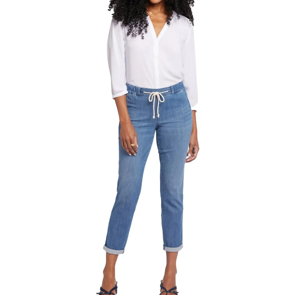 Cuffed Denim Jogger Jeans