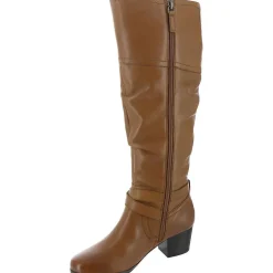 Dakota Leather Stacked Heel Knee-High Boots