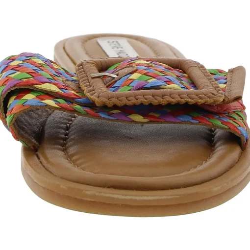 Della Woven Leather Slide Sandals