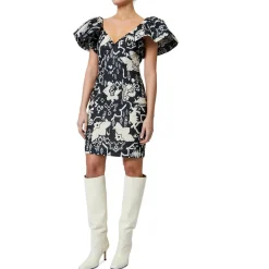Deon Candra Jacquard Printed Midi Dress