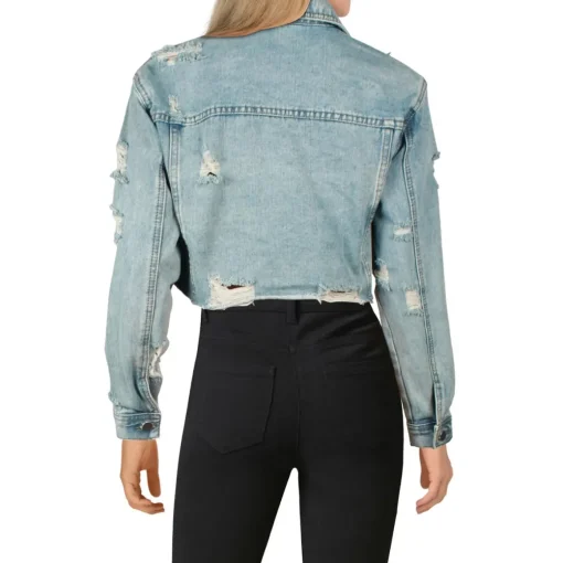 Distressed Crop Denim Jacket