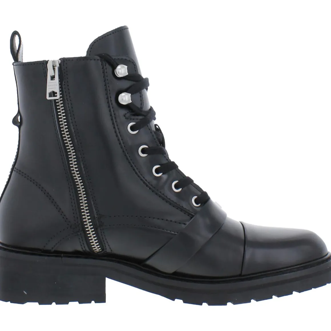 Donita Zipper Pull On Combat & Lace-up Boots