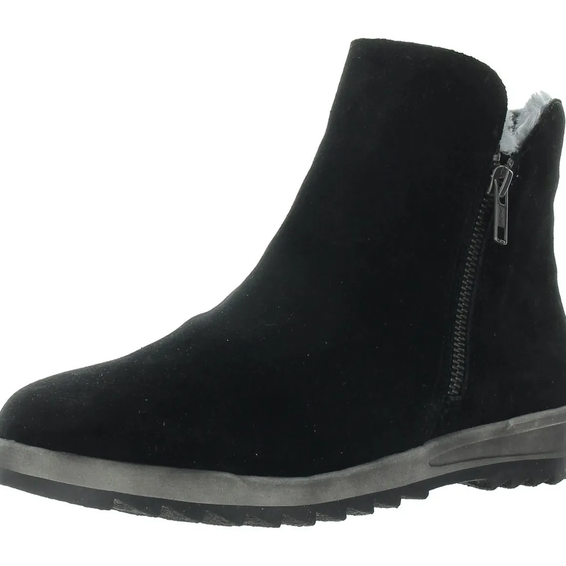 Double Zipper Suede Ankle Boots