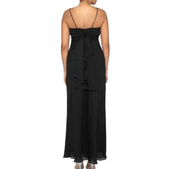 Draped Back Sleeveless Evening Dress