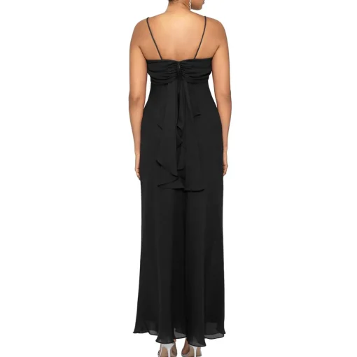 Draped Back Sleeveless Evening Dress