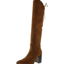 Drawstring Hem Faux Suede Over-The-Knee Boots
