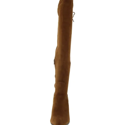 Drawstring Hem Faux Suede Over-The-Knee Boots