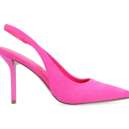 Elenney Faux Suede Pointed Toe Slingback Heels