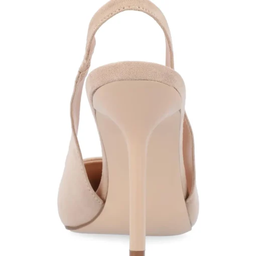 Elenney Faux Suede Pointed Toe Slingback Heels