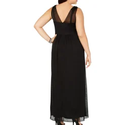 Embellished Shirred V Neck Formal Dress