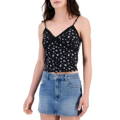 Embroidered Floral Print Halter Top