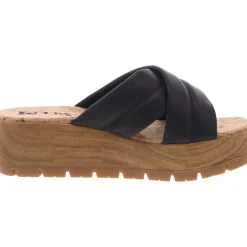 FAITHE Criss-Cross Faux Leather Wedge Sandals