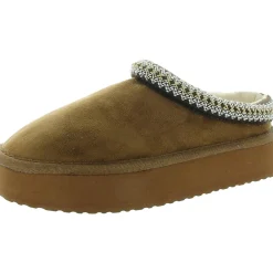 Faux Fur Lined Faux Suede Slide Slippers