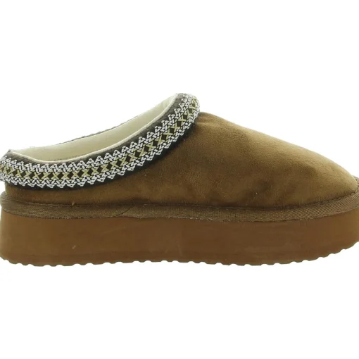 Faux Fur Lined Faux Suede Slide Slippers