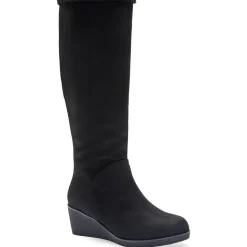 Faux Fur Lined Faux Suede Wedge Boots