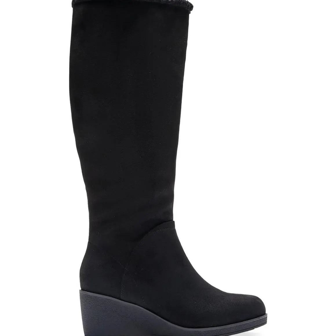 Faux Fur Lined Faux Suede Wedge Boots