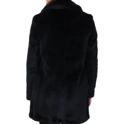 Faux Fur Notch Collar Mid-Length Oversized Coat