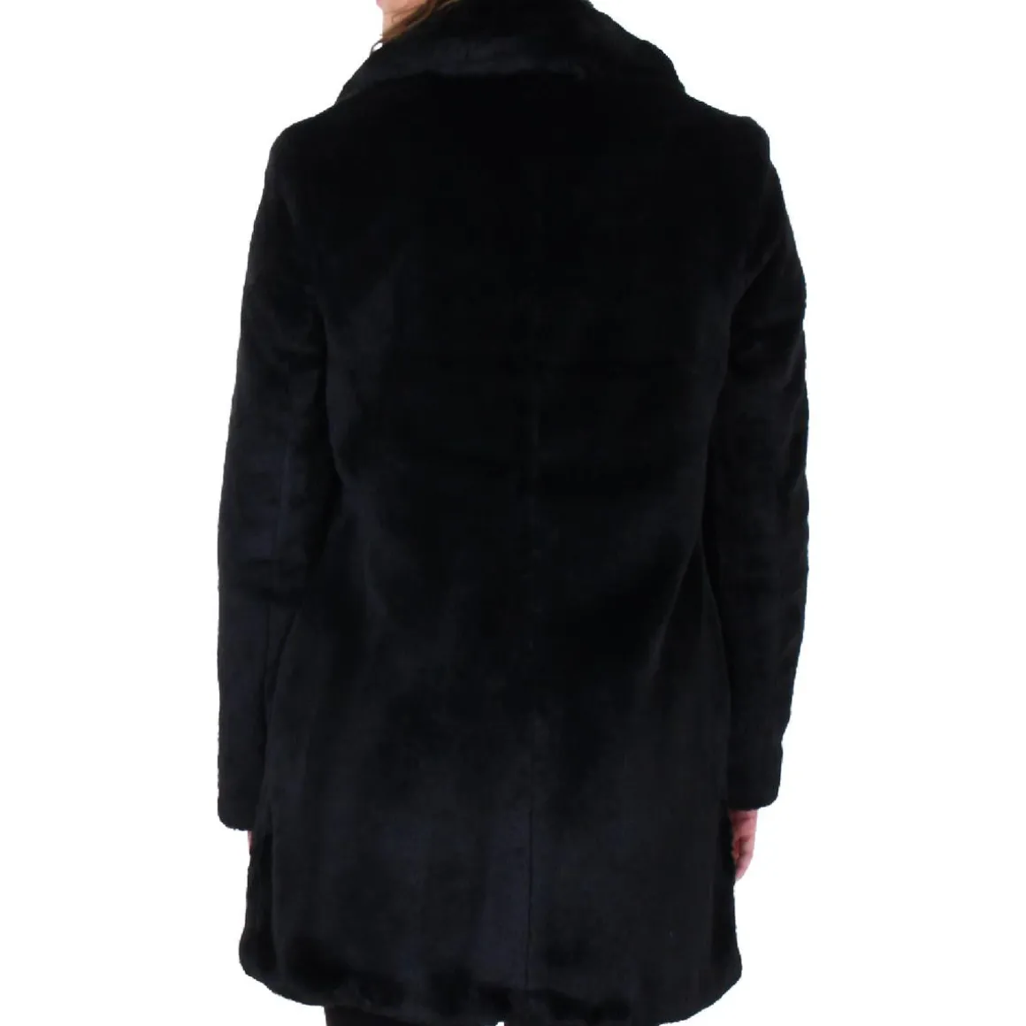 Faux Fur Notch Collar Mid-Length Oversized Coat