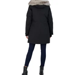 Faux Fur Trim Mid-Length Winter Parka Coat