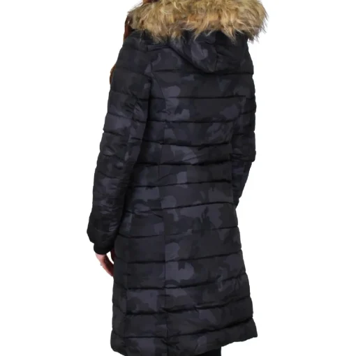 Faux Fur Trim Quilted Puffer Coat