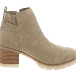Faux Leather Block Heel Ankle Boots