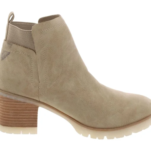 Faux Leather Block Heel Ankle Boots