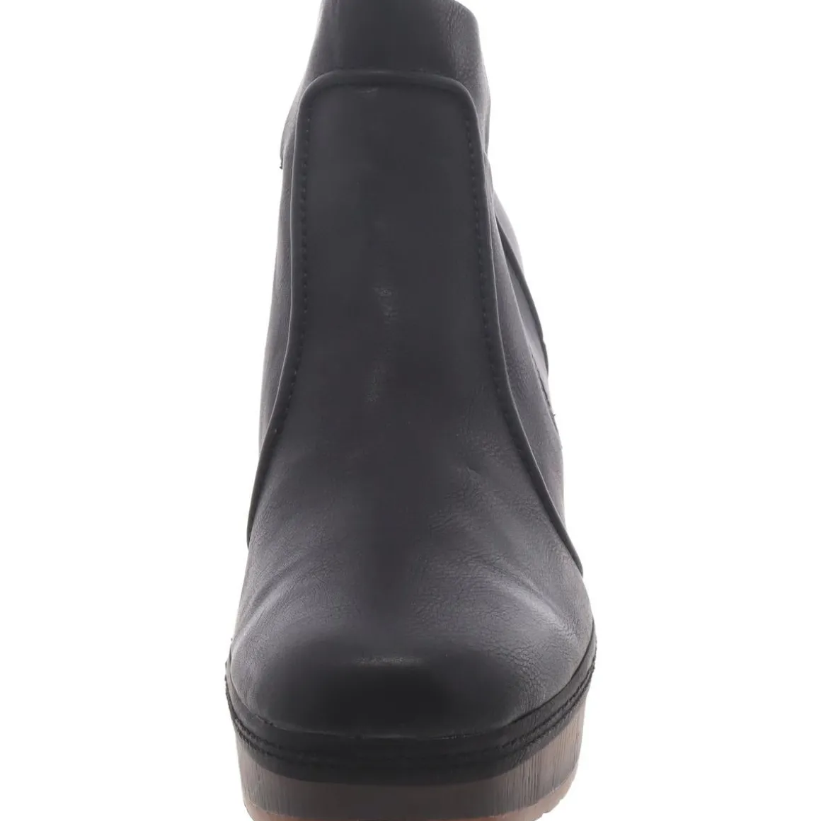 Faux Leather Block Heel Ankle Boots