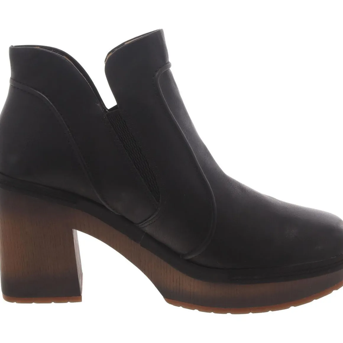 Faux Leather Block Heel Ankle Boots