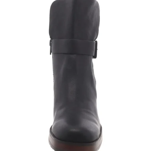 Faux Leather Block Heel Ankle Boots
