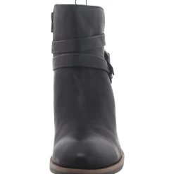 Faux Leather Block Heel Ankle Boots