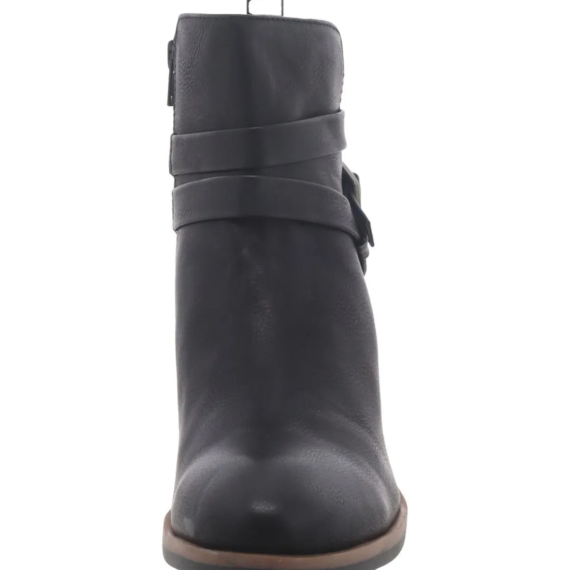 Faux Leather Block Heel Ankle Boots