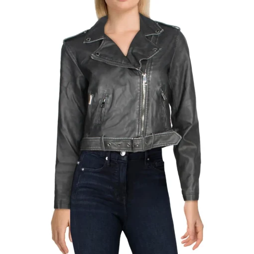 Faux Leather Cold Weather Moto Coat