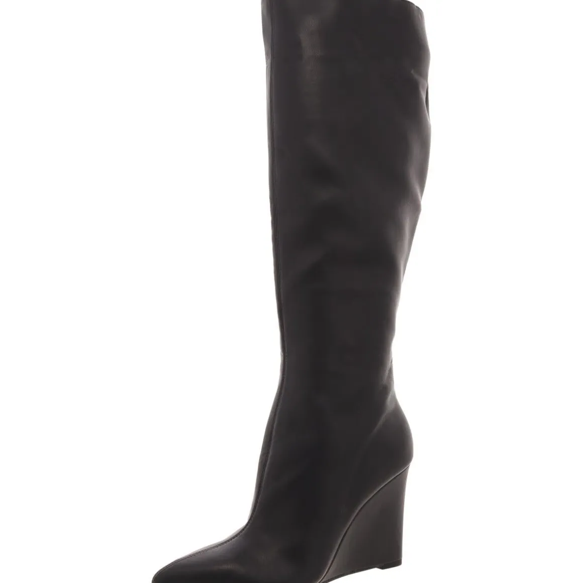 Faux Leather Knee-High Wedge Boots