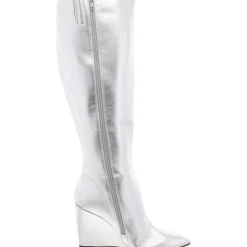 Faux Leather Knee-High Wedge Boots