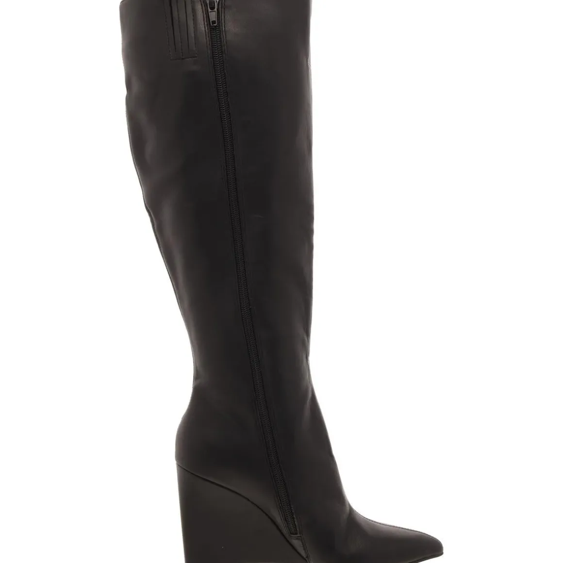 Faux Leather Knee-High Wedge Boots