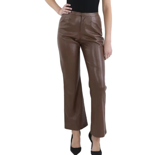 Faux Leather Mid-Rise Bootcut Pants