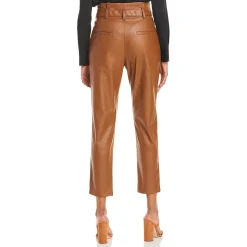 Faux Leather Pleated Casual Pants