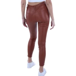 Faux Leather Straight Leg Skinny Pants