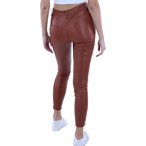 Faux Leather Straight Leg Skinny Pants