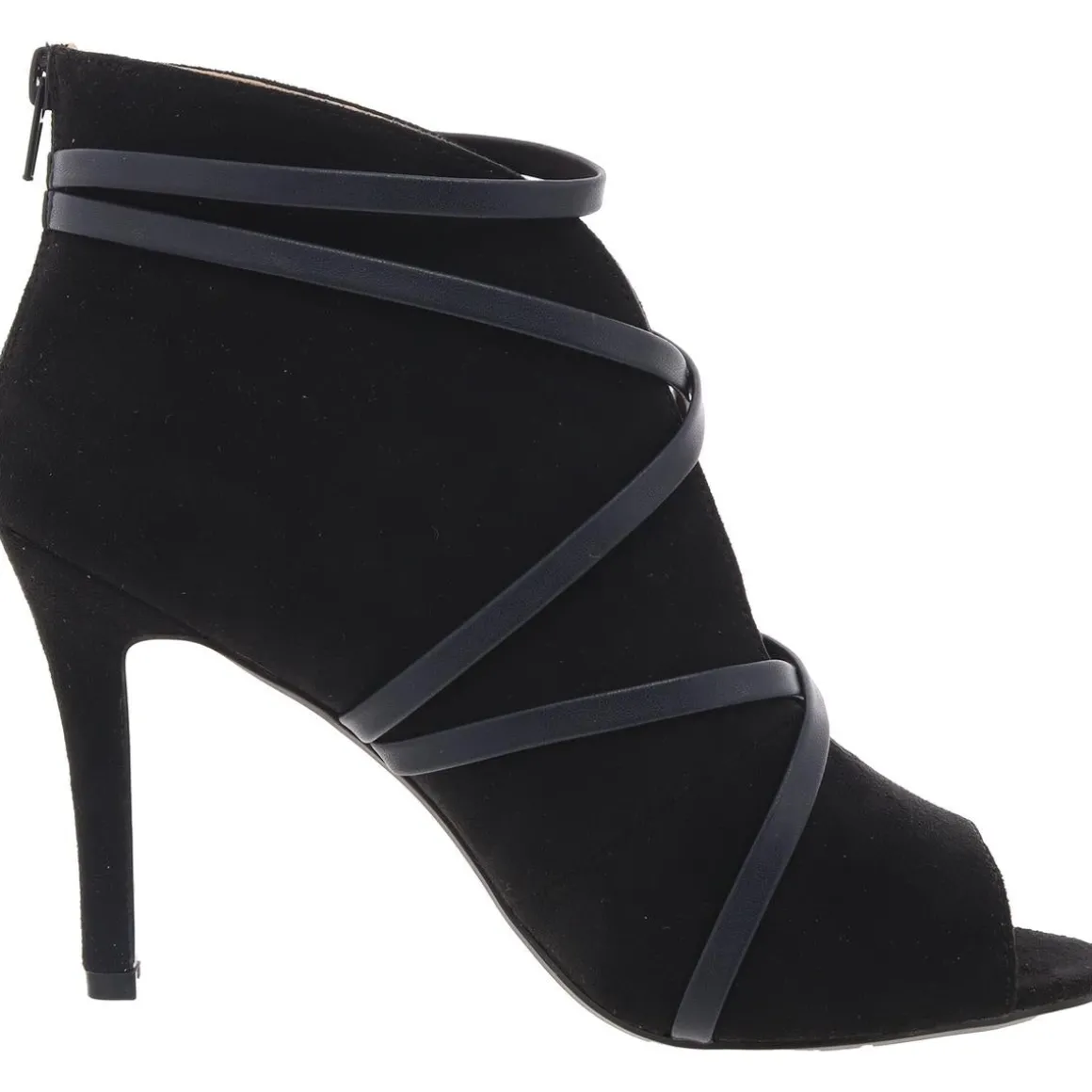 Faux Leather Trim Faux Suede Booties