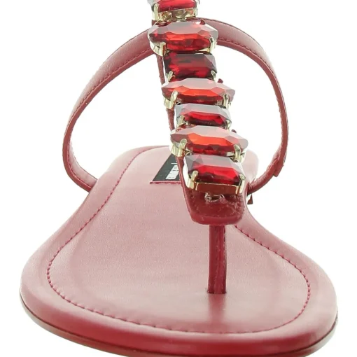 Faux Leather T-Strap Thong Sandals