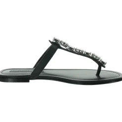 Faux Leather T-Strap Thong Sandals