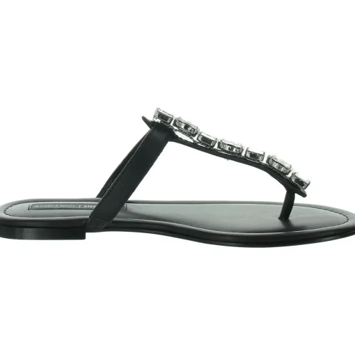 Faux Leather T-Strap Thong Sandals