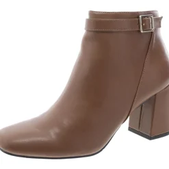Faux Leather Zip Up Ankle Boots