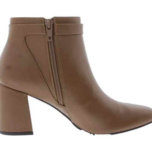 Faux Leather Zip Up Ankle Boots