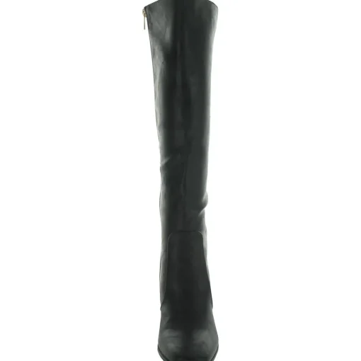 Faux Leather Zipper Knee-High Boots