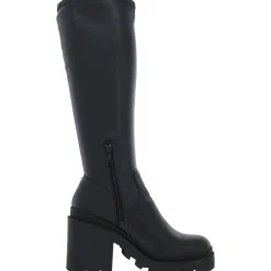 Faux Leather Zipper Knee-High Boots