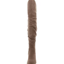 Faux Suede Solid Knee-High Boots
