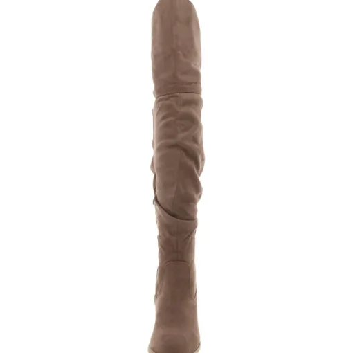 Faux Suede Solid Knee-High Boots
