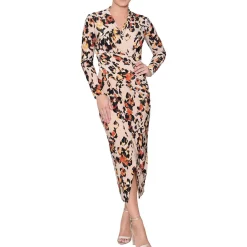 Faux Wrap Midi Wrap Dress